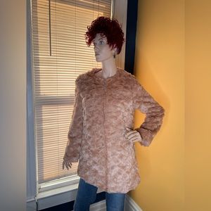 Forever 21 Pink Faux Fur Zip Coat - Size Large